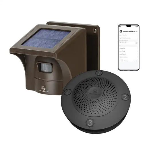 eMACROS 1/2 Mile Wireless WIFI Motion Sensor Home Security Solar Infrared Alarm APP Control Driveway Alarm